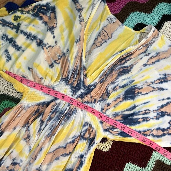 Zury Maxi Dress Womens O/S Rayon Tie Dye Beach Boho Summer Cover Cold Shoulder - Picture 5 of 8